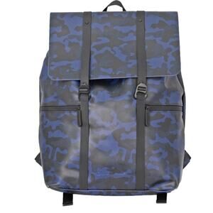Duchamp Backpack Navy Camouflage Camo Rubberized Foldover Padded Straps